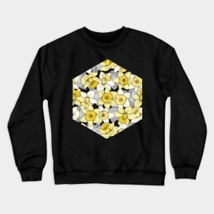 Daffodil Daze - yellow & grey daffodil illustration pattern Crewneck Sweatshirt